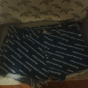 Alexander Wang Dark Blue Logo Jean Shorts